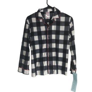 Wondershop Unisex Kid's Pajama Top Size 10 Plaid Long Sleeve Button Up